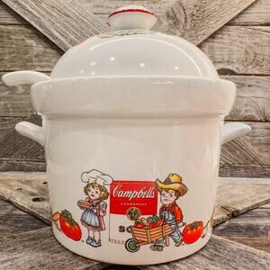 1996 Vintage Campbell's Soup Company Ceramic Soup Tureen w/ Lid and Ladle